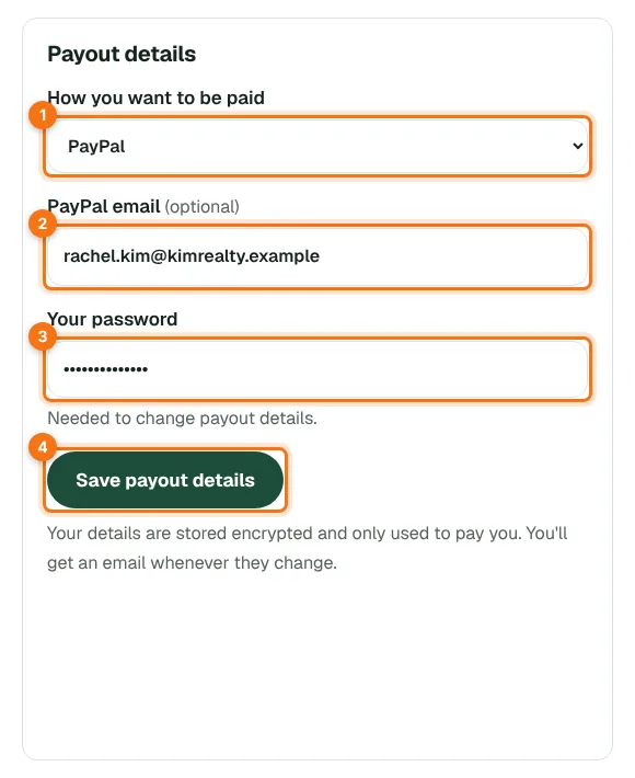 Payout details