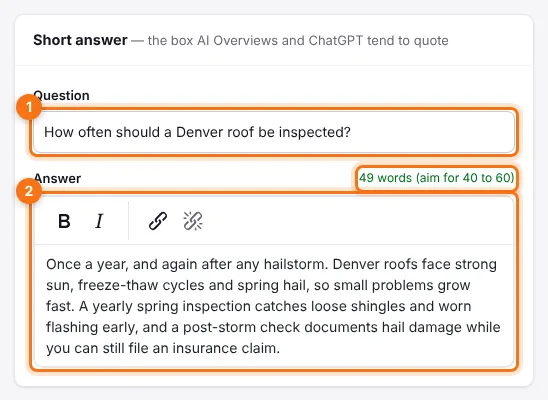 The Short answer box