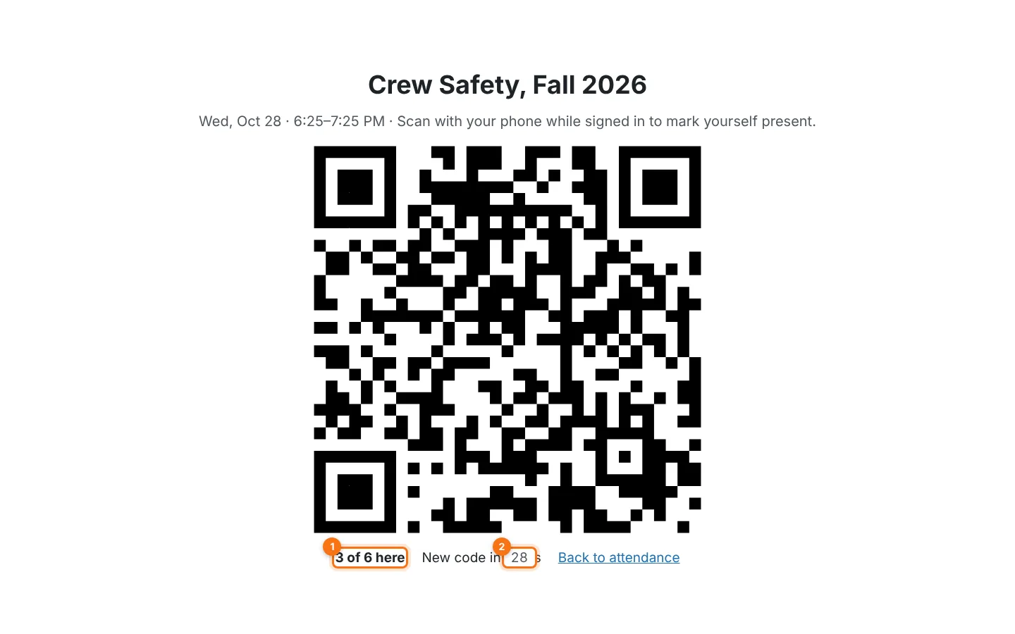 The attendance QR code