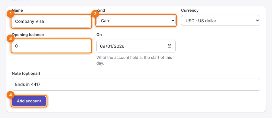 Adding a company card
