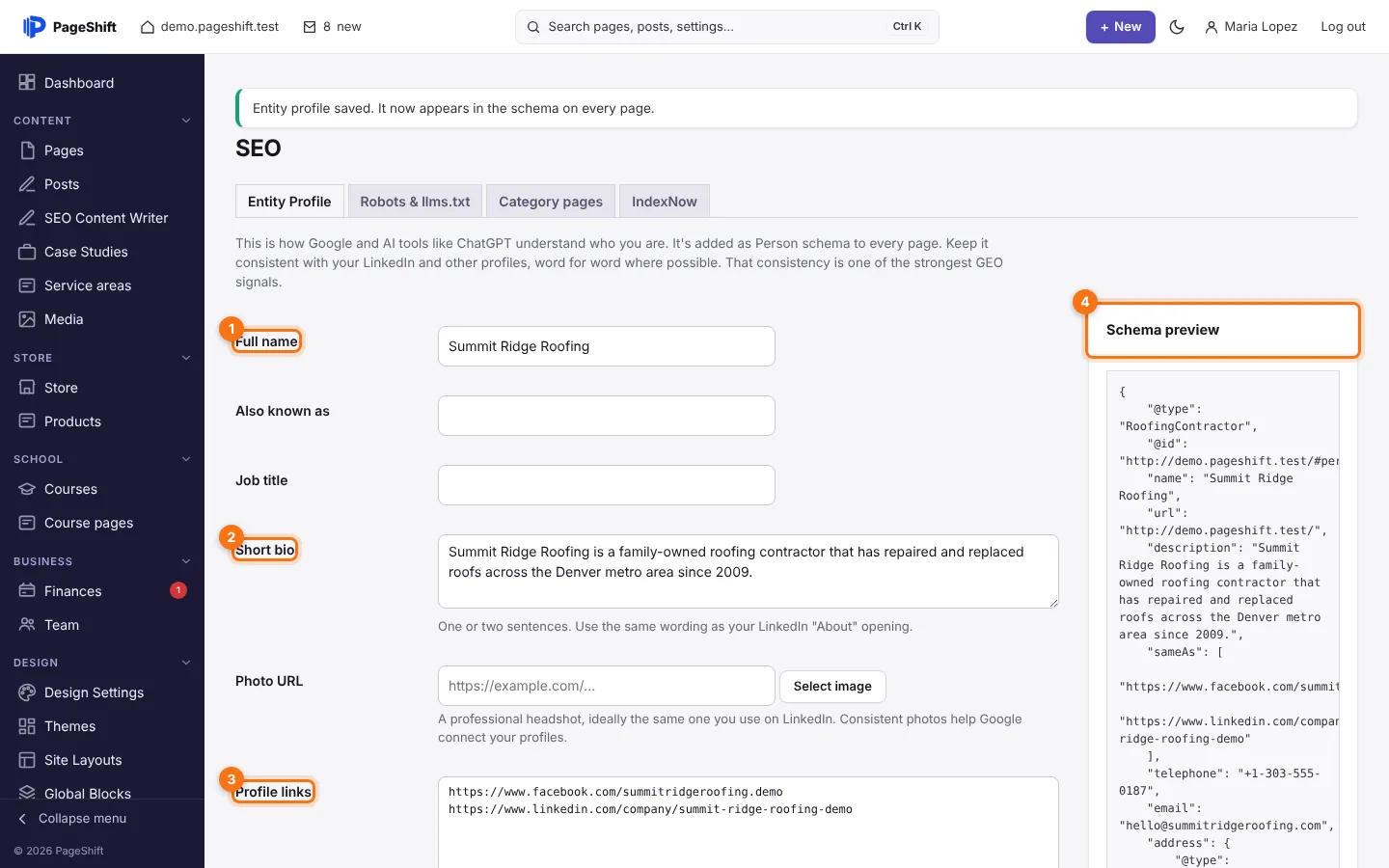 SEO → Entity Profile
