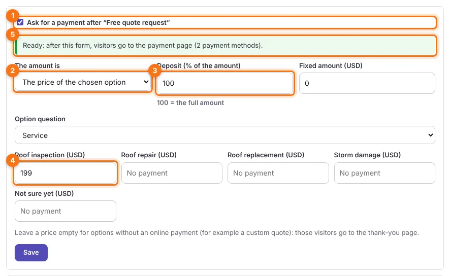 Payments for forms