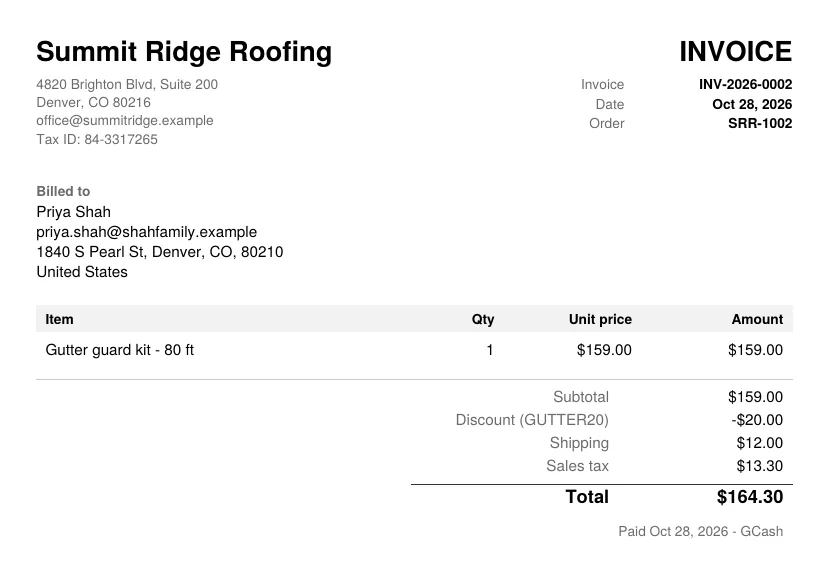 An invoice PDF