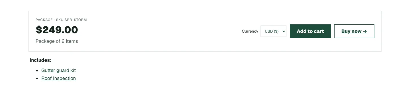 The package on the website