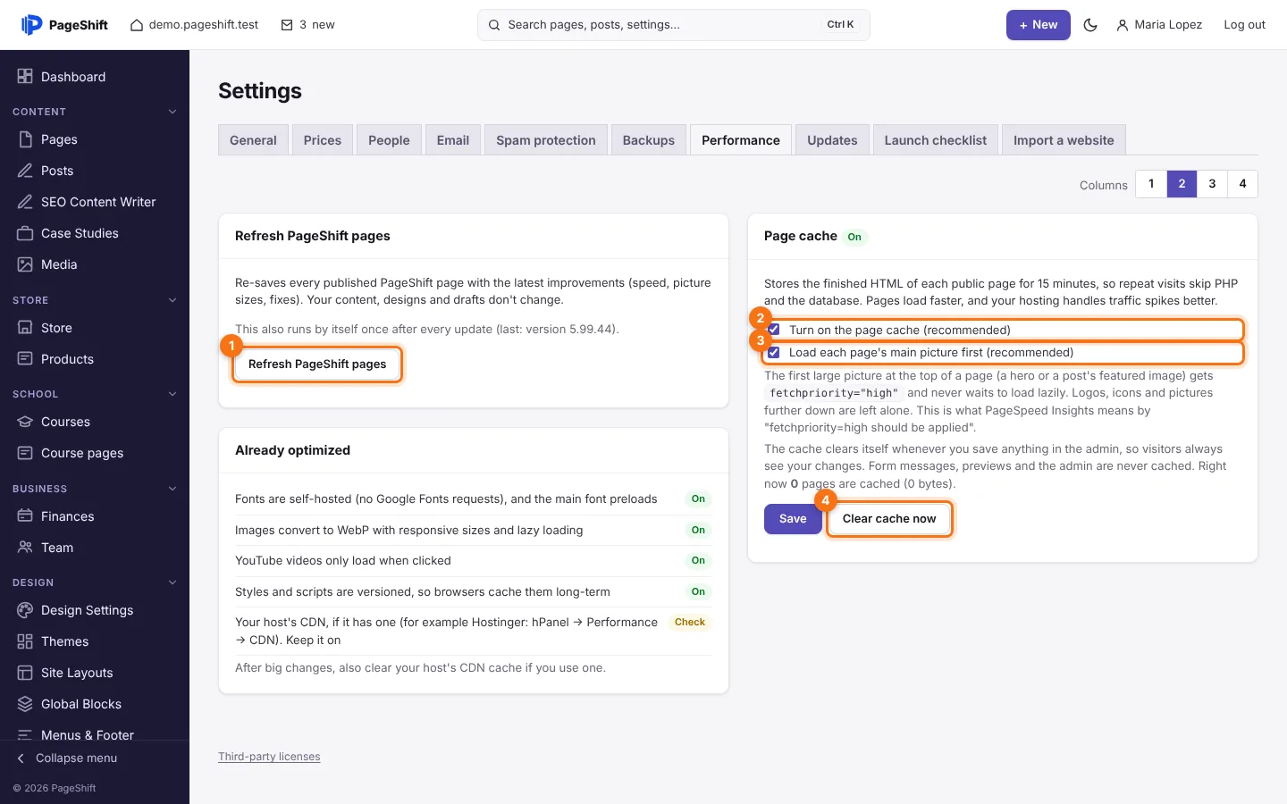 Settings → Performance