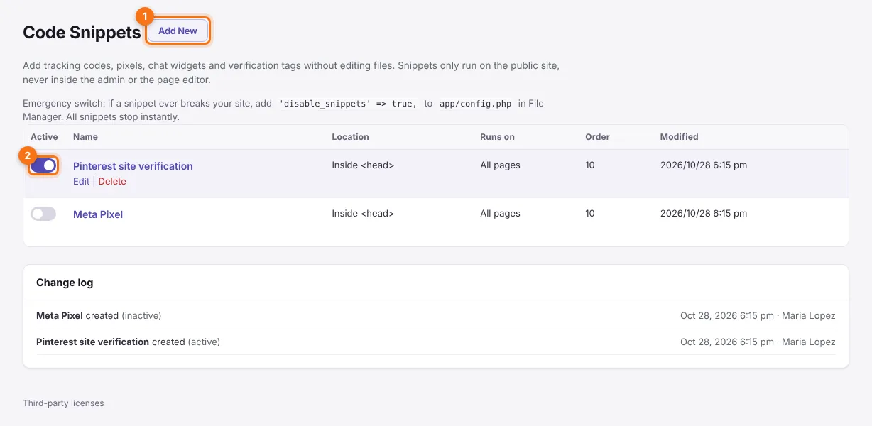 Code Snippets