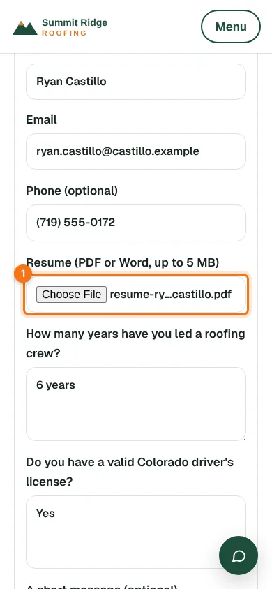 Applying on a phone