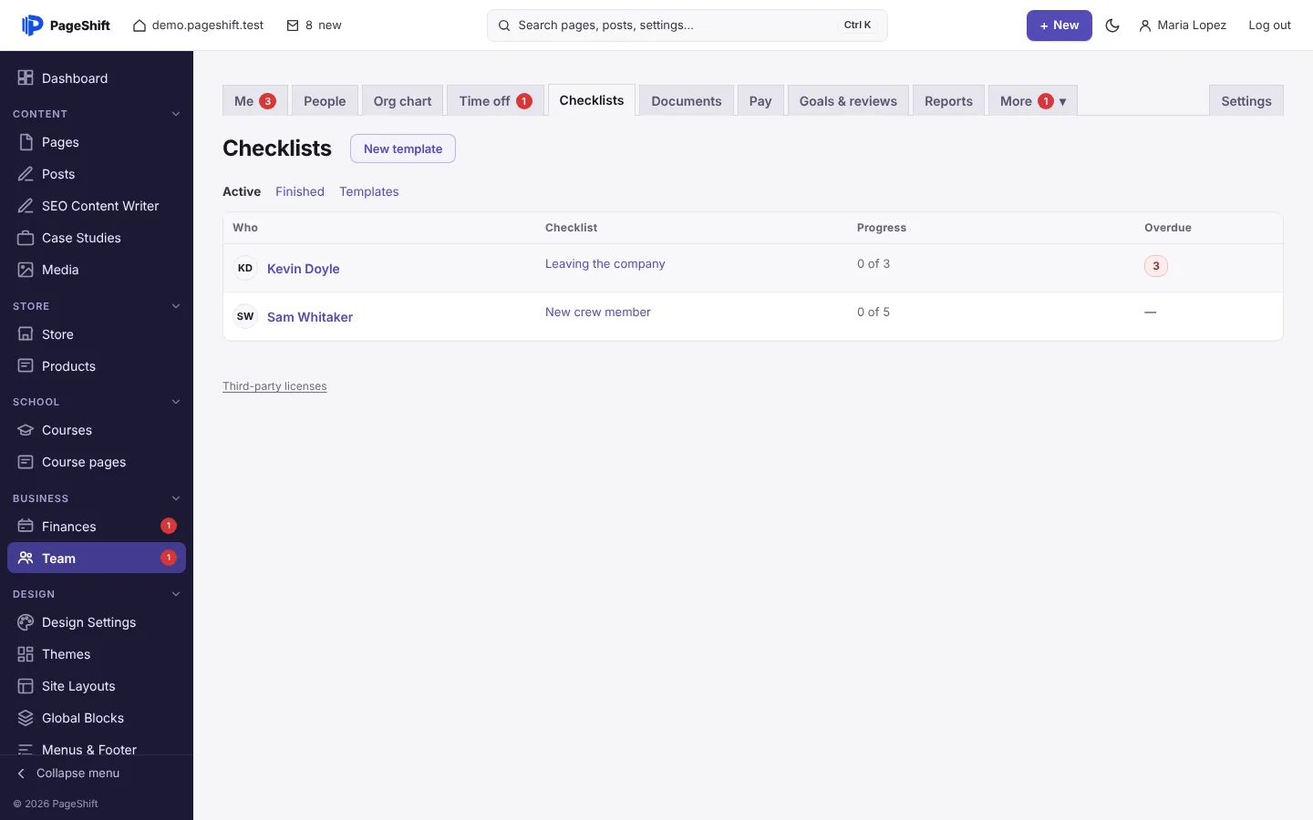 Active checklists