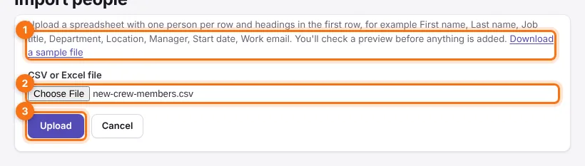 Upload a spreadsheet