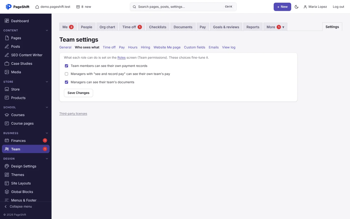 Settings → Who sees what